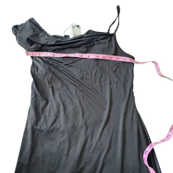 Nasty Gal Women’s Black One-Shoulder Asymmetrical Mini Dress Size 8 Twisted - Picture 8 of 11